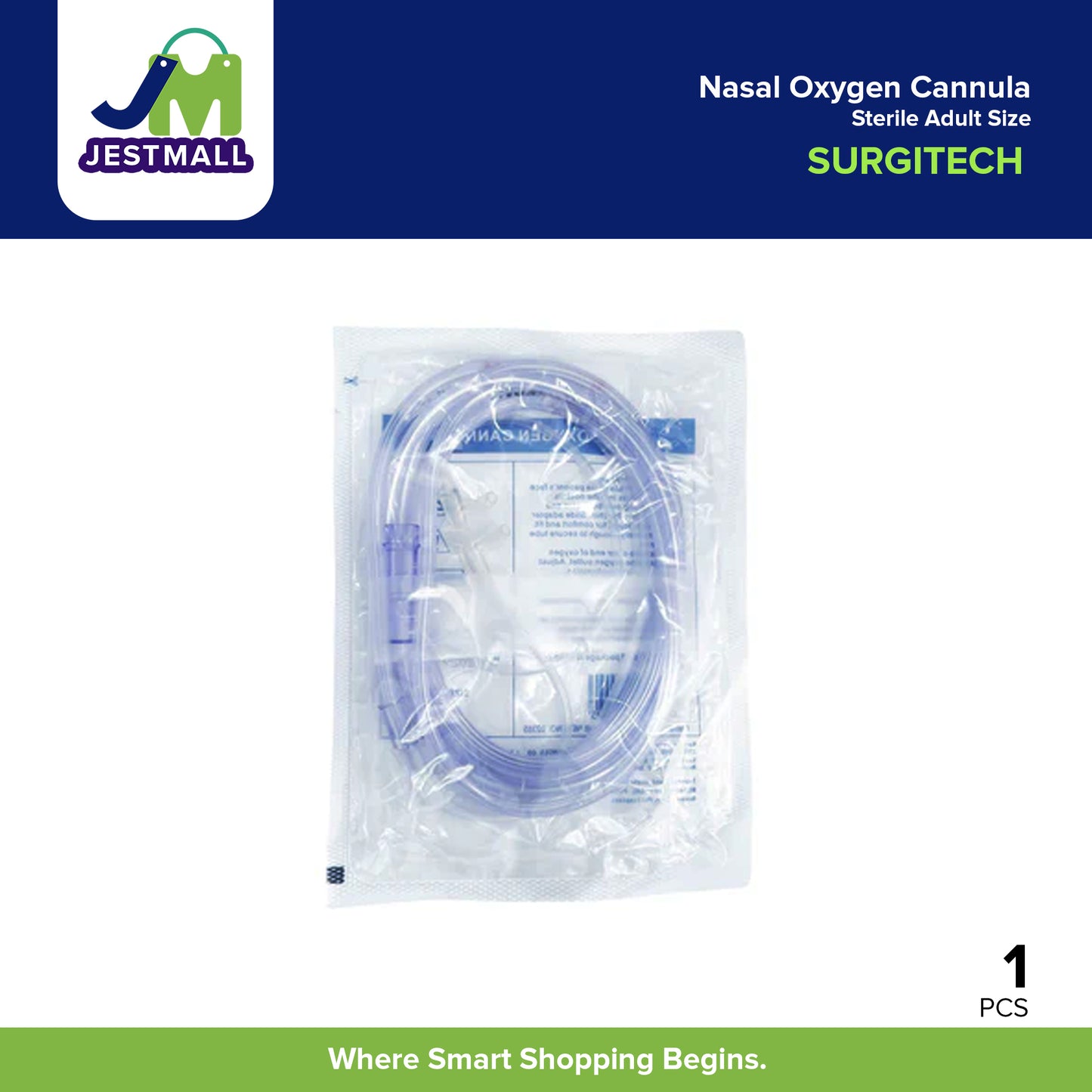 SURGITECH Nasal Oxygen Cannula Sterile Adult Size 1's