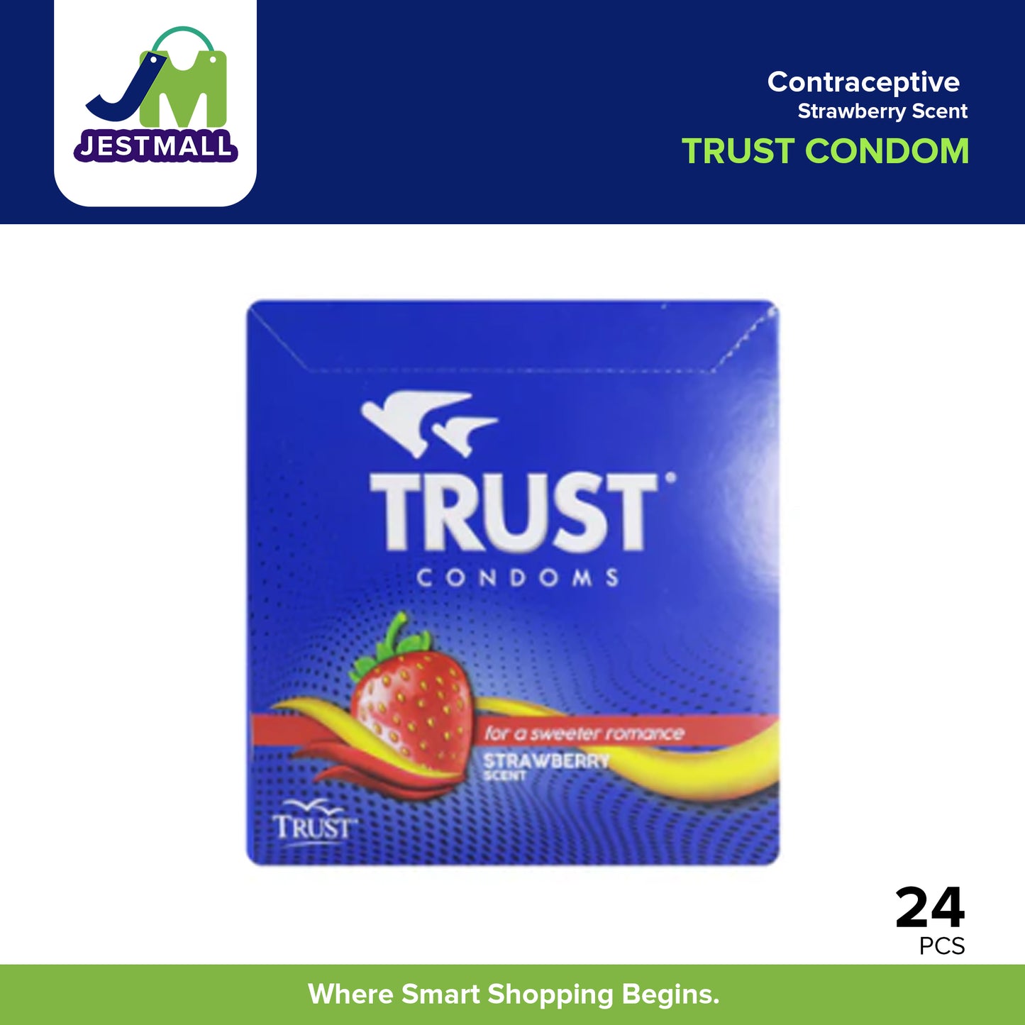 TRUST Condom Strawberry Scent Contraceptive Pack 24s