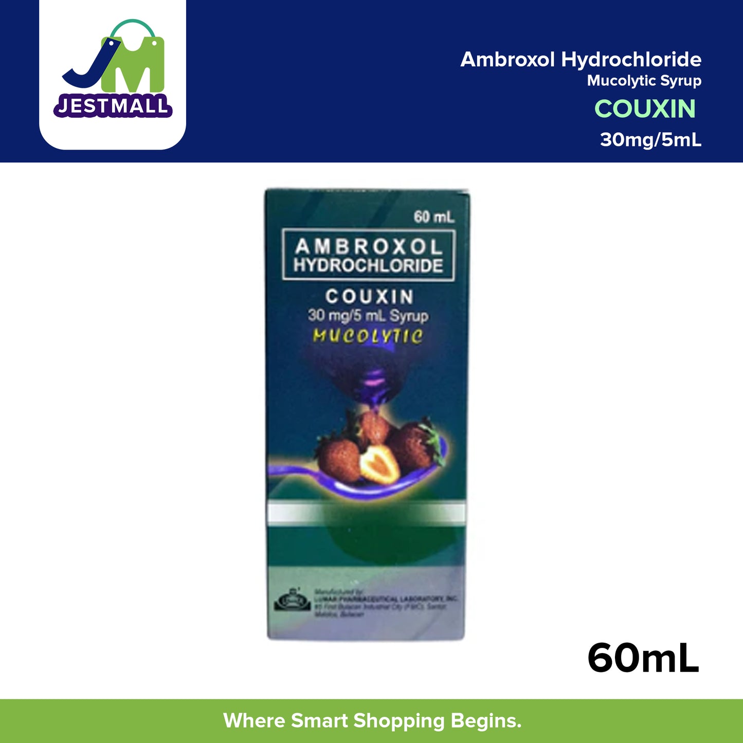 COUXIN Ambroxol Hydrochloride 30mg/5mL Mucolytic Syrup 60mL
