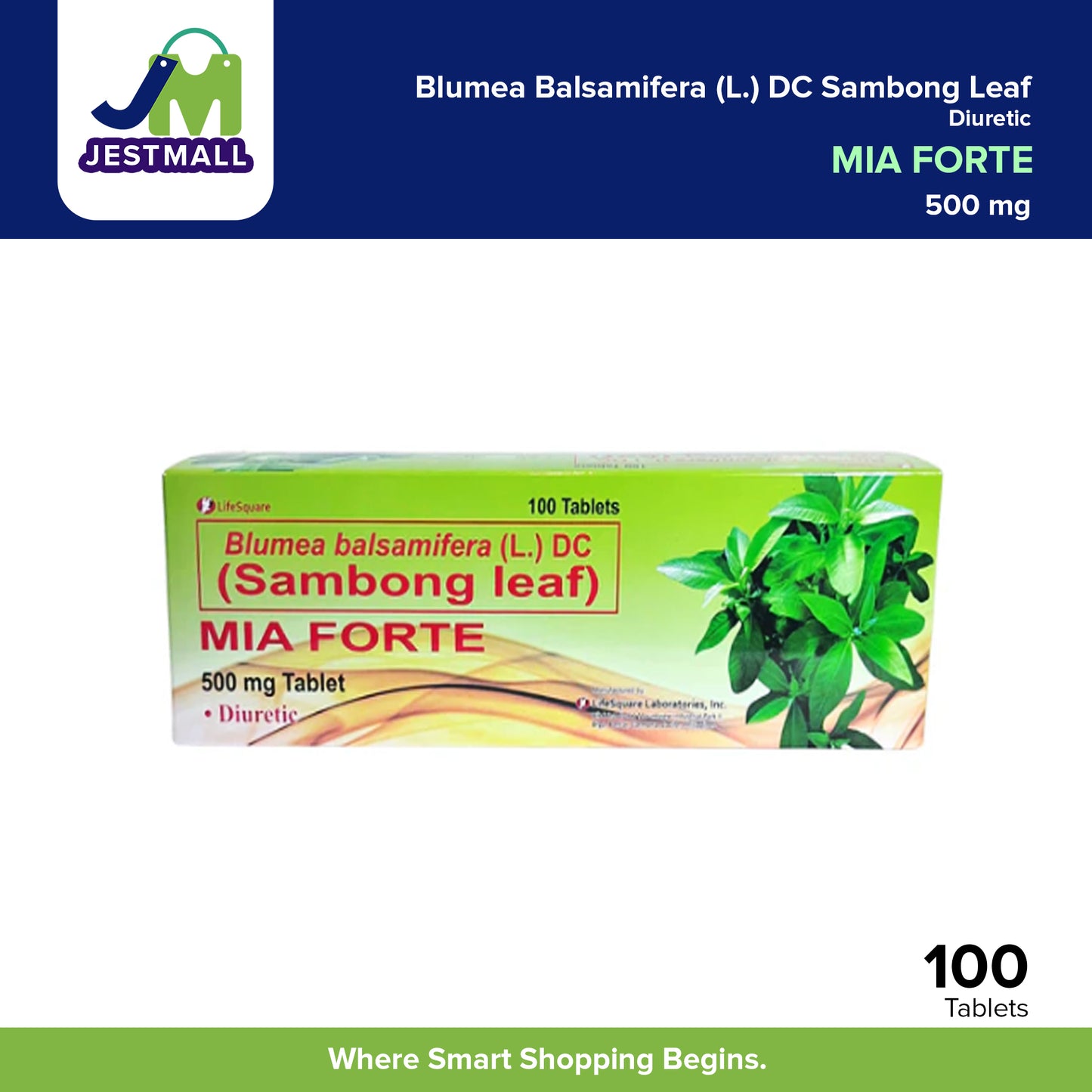 MIA FORTE Blumea Balsamifera (L.) DC Sambong Leaf Diuretic 500 mg 100's Tablet