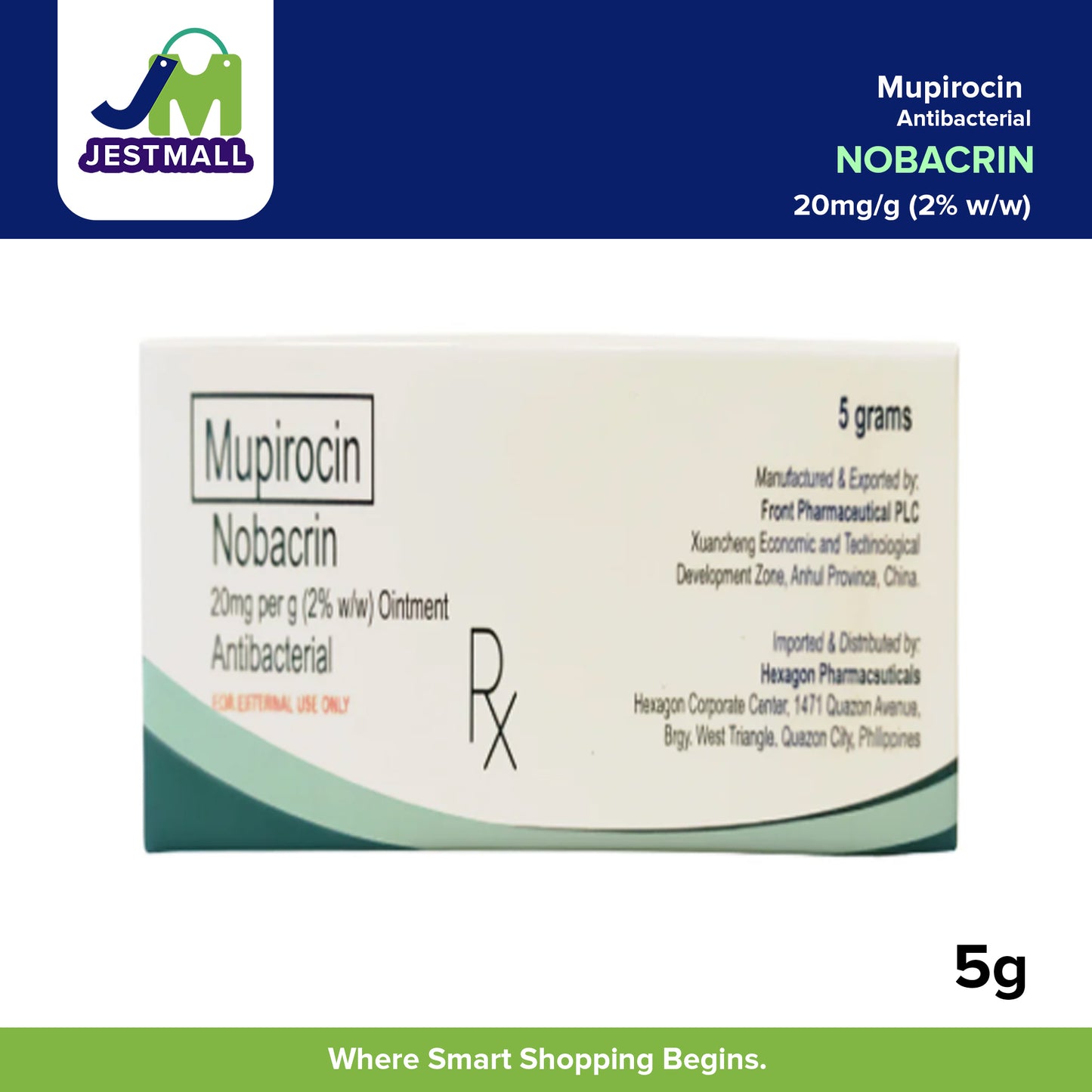 NOBACRIN Mupirocin 20mg per g 2% w/w Ointment 5 Grams