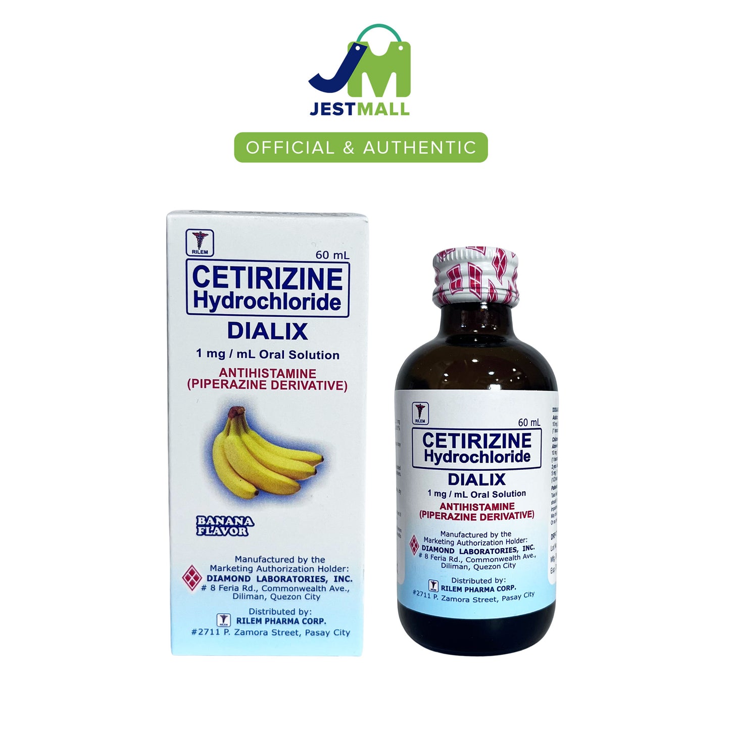 DIALIX Cetirizine Antihistamine Syrup 1mg/mL 60mL bottle