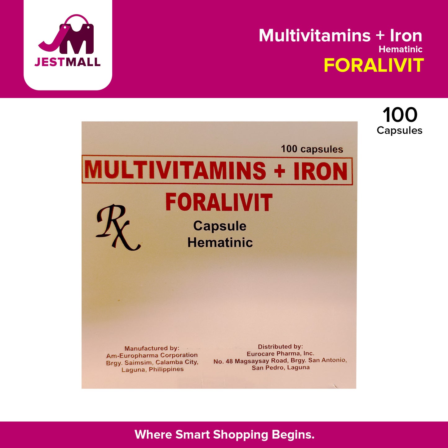 FORALIVIT Multivitamin + Iron Capsule 100's