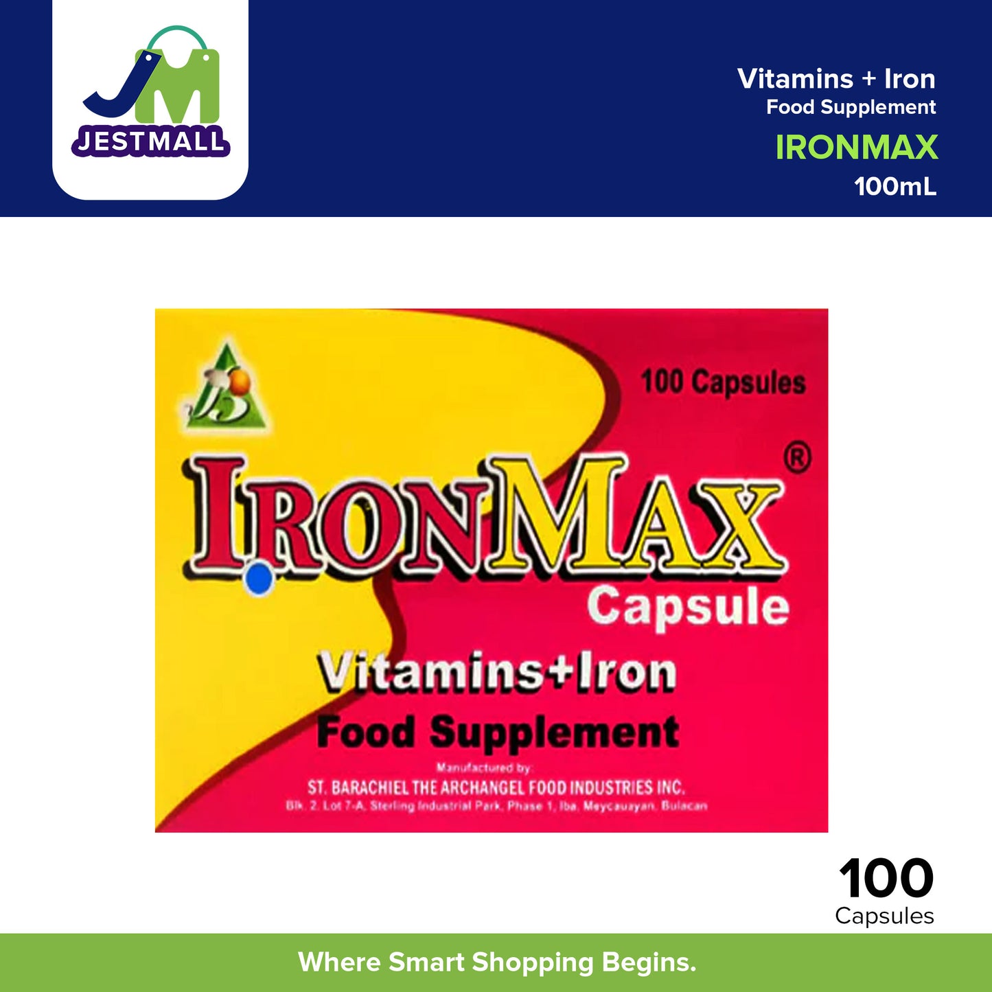 IRONMAX Vitamins + Iron Food Supplement Capsule 100's
