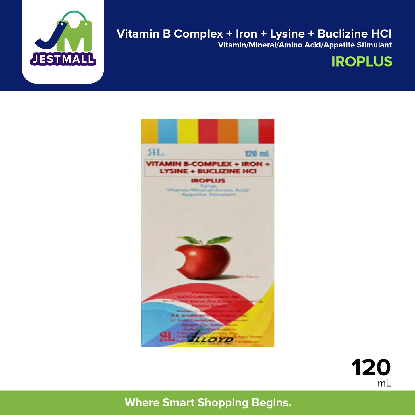 IROPLUS Vitamin B Complex + Iron + Lysine + Buclizine HCI Syrup Vitamin/Mineral/Amino Acid/Appetite Stimulant 60ml