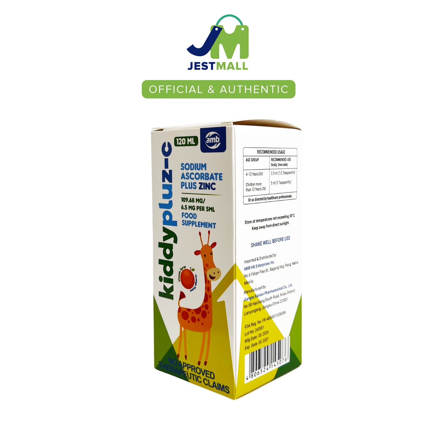 KIDDYPLUZ-C Vitamin C with Zinc Syrup 120mL food supplement for kids