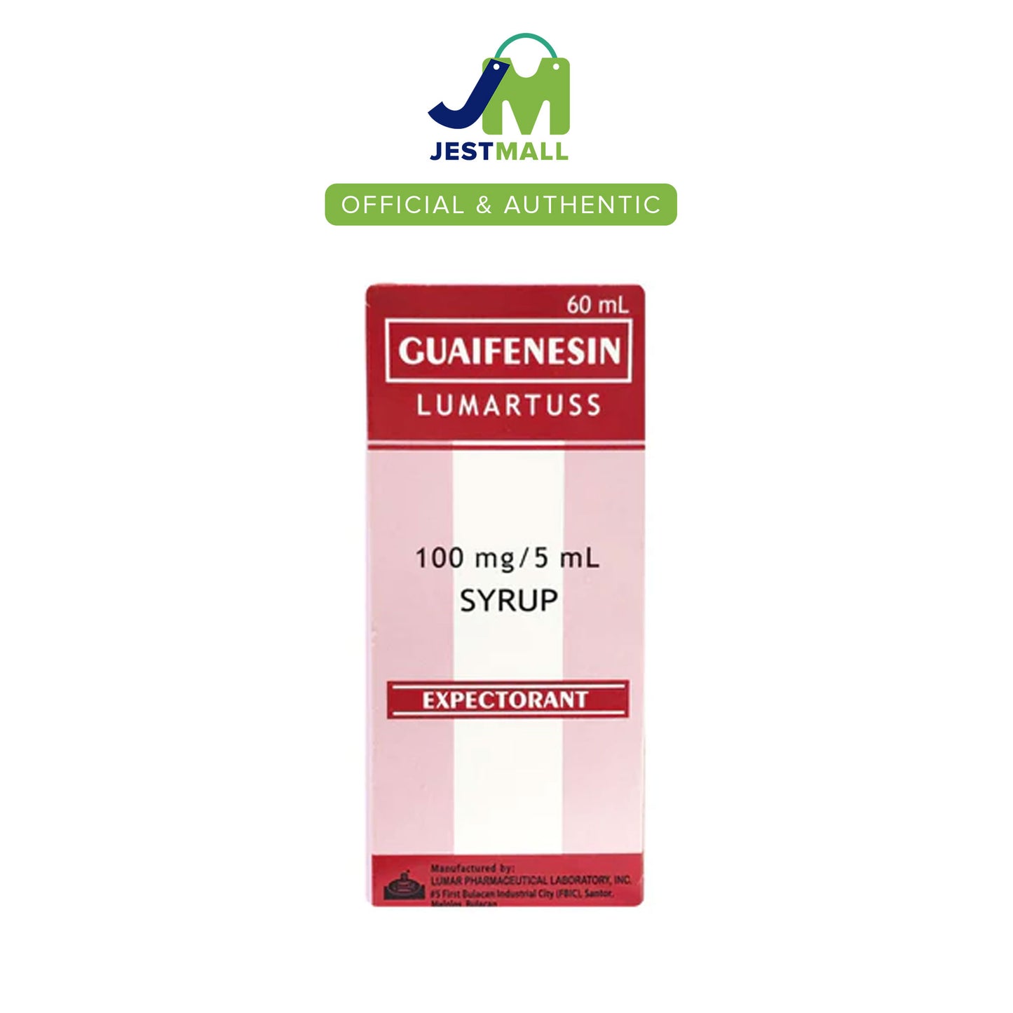 LUMARTUSS Guaifenesin Expectorant Cherry Flavor Syrup 60mL bottle