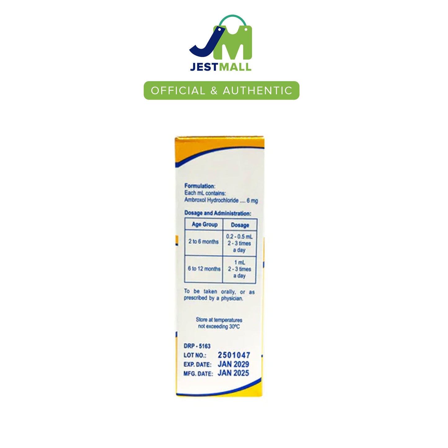 MDBROX Ambroxol Hydrochloride 6mg/mL Oral Drops Syrup Mango Flavor 15mL