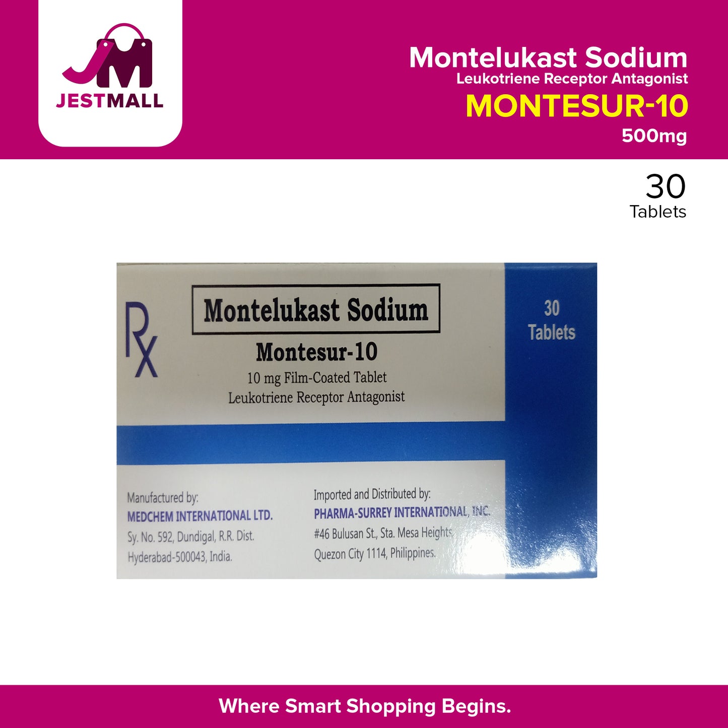 MONTESUR-10 Montelukast Sodium 10mg Tablet 30's