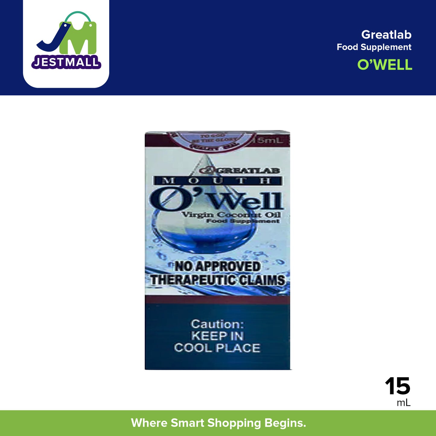 O’WELL Virgin Organic Mouth Oil Food Supplement Bottle 15ml