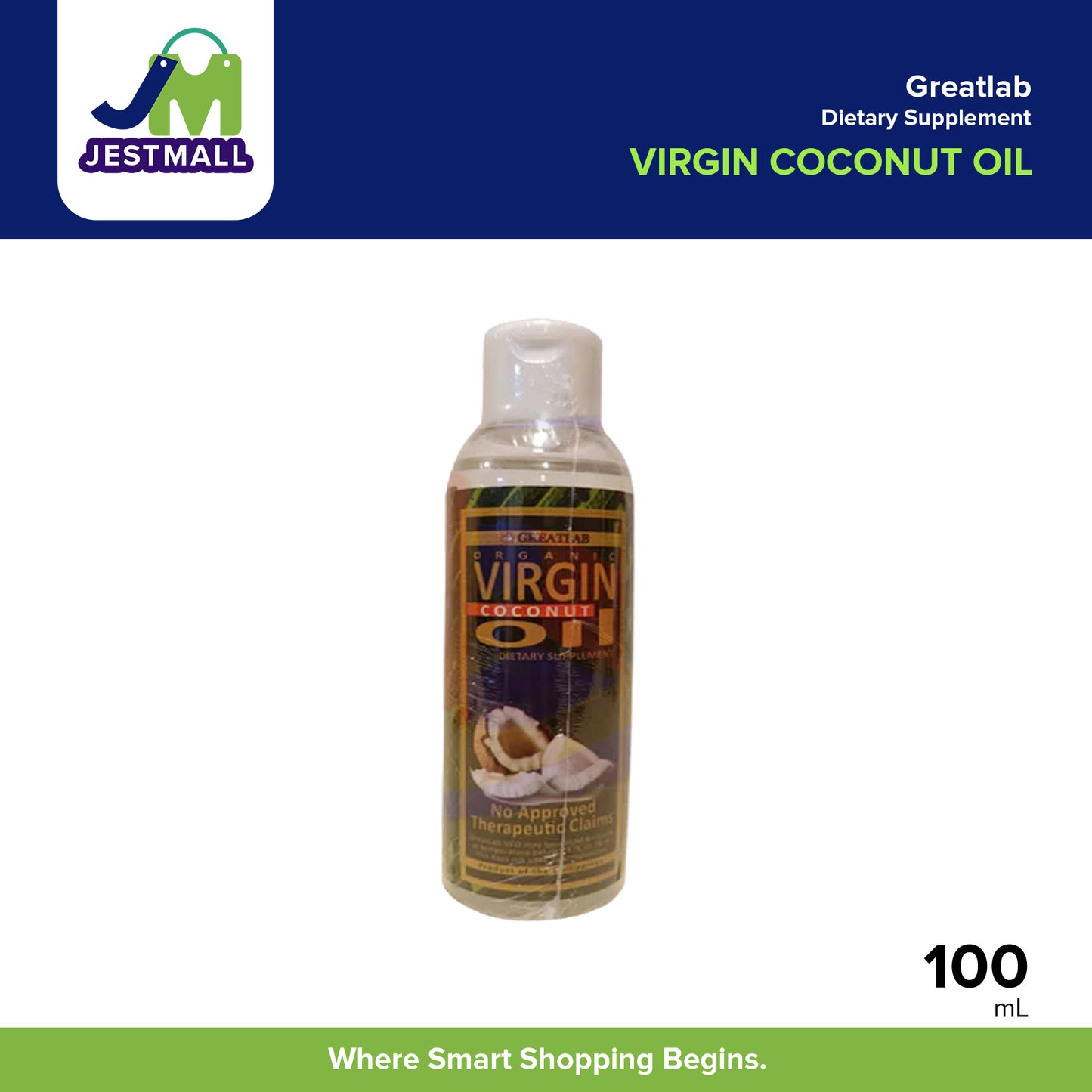 GREATLAB Organic Virgin Coconut Oil Dietary Supplement Bottle 100ml