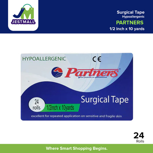 PARTNERS Surgical Tape Hypoallergenic 1/2 inch x 10 yards Roll 24's