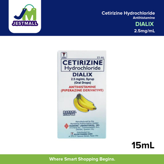 DIALIX Cetirizine Hydrochloride 2.5mg/mL Antihistamine Oral Drops 15mL