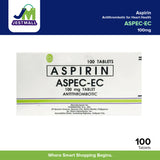 ASPEC-EC Aspirin 100mg 100 Tablets Enteric-Coated Antithrombotic for Heart Health
