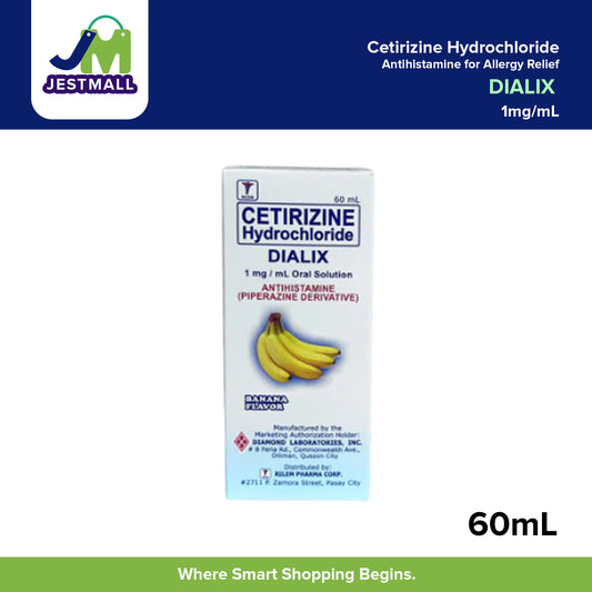 DIALIX Cetirizine Syrup 1mg/mL 60mL Antihistamine for Allergy Relief