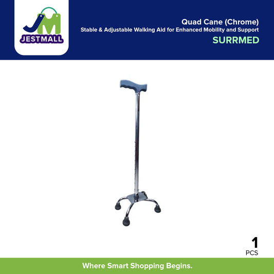 SURRMED Quad Cane Chrome Stable & Adjustable Walking Aid for Enhanced Mobility and Support 1's