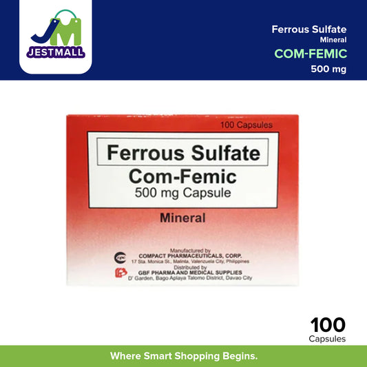COM-FEMIC Ferrous Sulfate Mineral 500 mg Capsule 100's