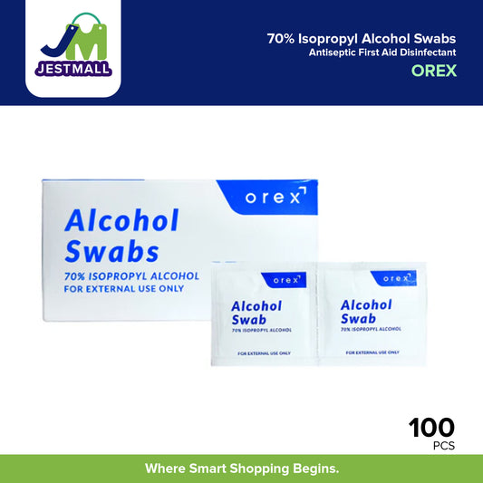 OREX 70% Isopropyl Alcohol Swabs 100pcs – Antiseptic First Aid Disinfectant