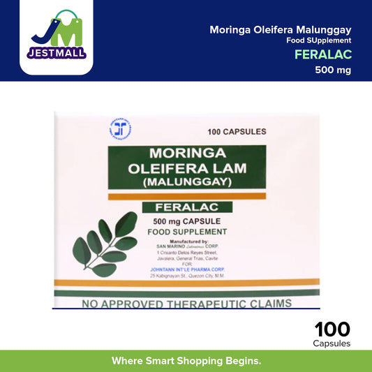 FERALAC Moringa Oleifera Malunggay 500mg Capsules – 100s