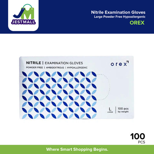 OREX Nitrile Examination Gloves Large Powder Free Hypoallergenic 100s