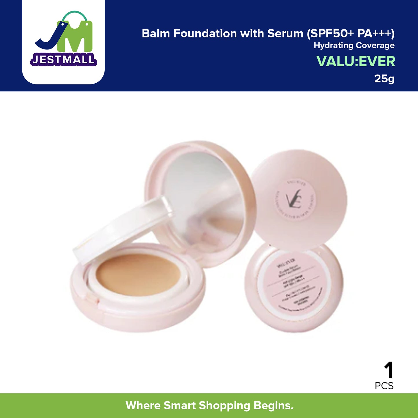 VALU:EVER Double Serum Balm Foundation SPF50+ PA+++ 25g – Hydrating Coverage
