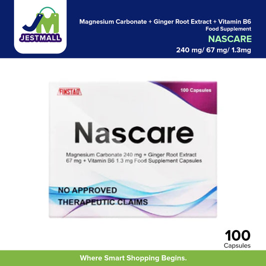 NASCARE Magnesium with Ginger and Vitamin B6 100 Capsules – Daily Wellness Supplement