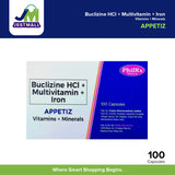 APPETIZ Buclizine HCI + Multivitamin + Iron Vitamins + Minerals Capsules 100's
