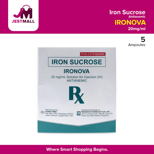 IRONOVA Iron Sucrose 20mg/ml Solution for Injection (IV) Antianemic Ampoules 5ml x 5's