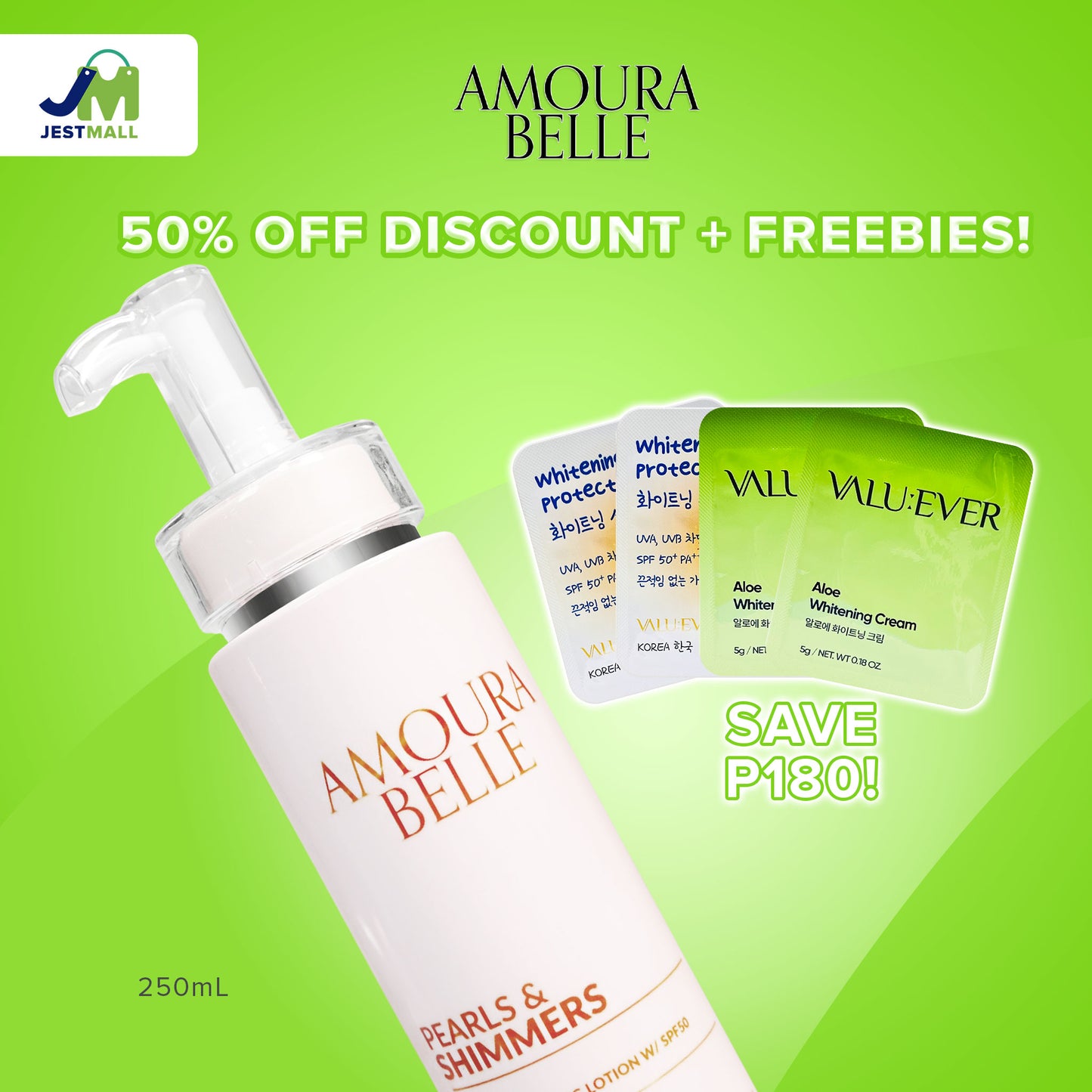 AMOURA BELLE Pearls and Shimmers Whitening Body Lotion SPF50 250mL