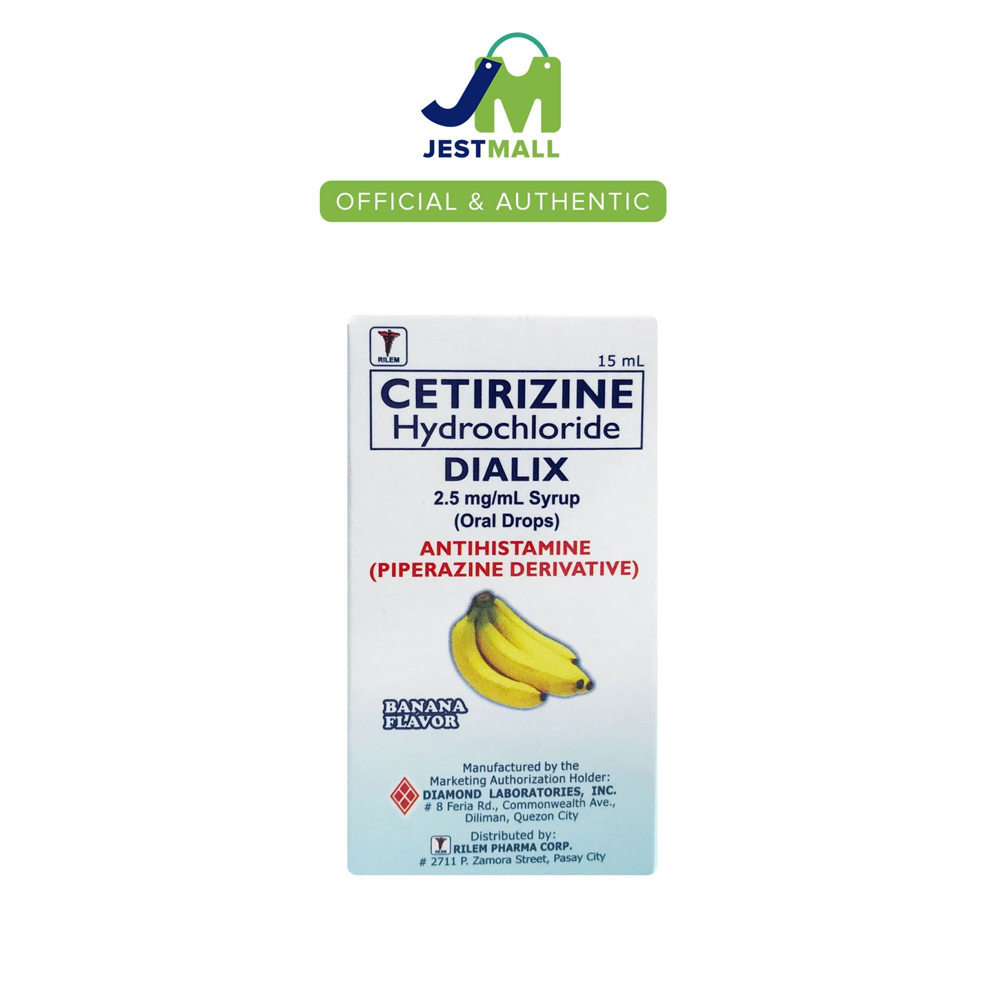 DIALIX Cetirizine Hydrochloride 2.5mg/mL Antihistamine Oral Drops 15mL