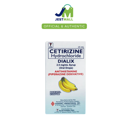 DIALIX Cetirizine Hydrochloride 2.5mg/mL Antihistamine Oral Drops 15mL