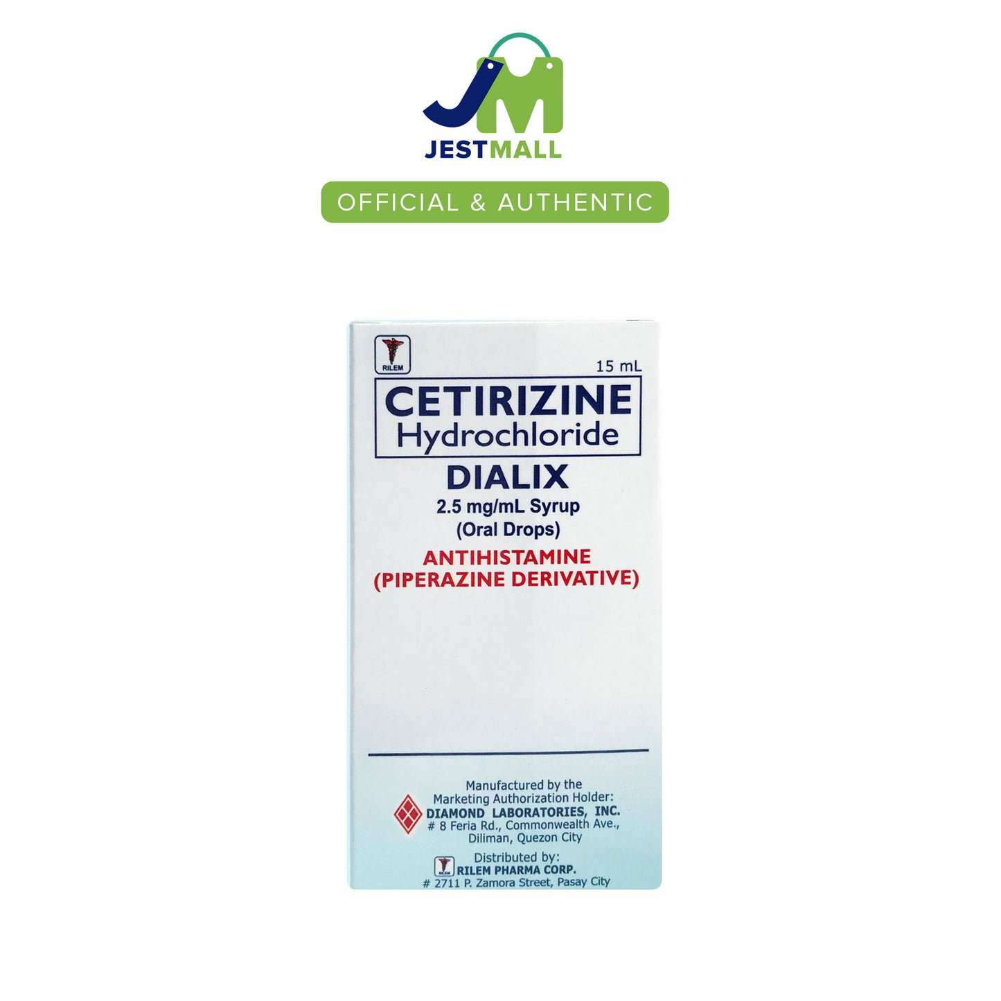 DIALIX Cetirizine Hydrochloride 2.5mg/mL Antihistamine Oral Drops 15mL