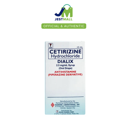 DIALIX Cetirizine Hydrochloride 2.5mg/mL Antihistamine Oral Drops 15mL