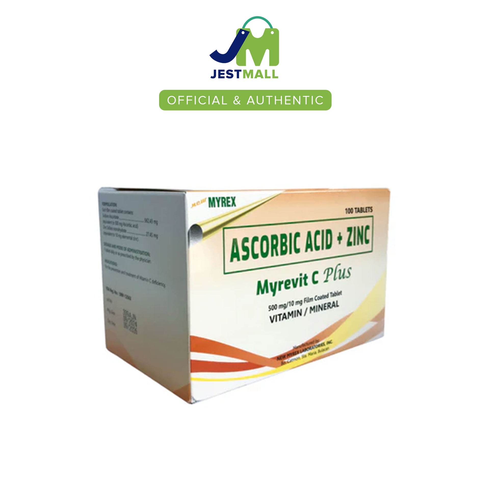 Vitamin C with Zinc tablets, MYREVIT C PLUS 100s, Ascorbic Acid Zinc supplement, daily immune nutrition, wellness tablets, film-coated vitamin C