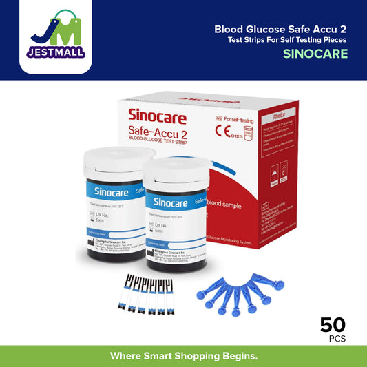 SINOCARE Blood Glucose Safe Accu 2 Test Strips For Self Testing Pieces 50's