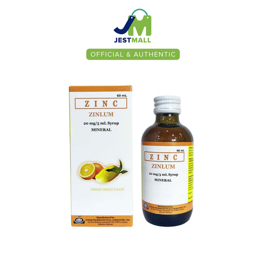 ZINLUM Zinc Mineral Syrup Orange Mango Flavor 20mg/mL 60mL