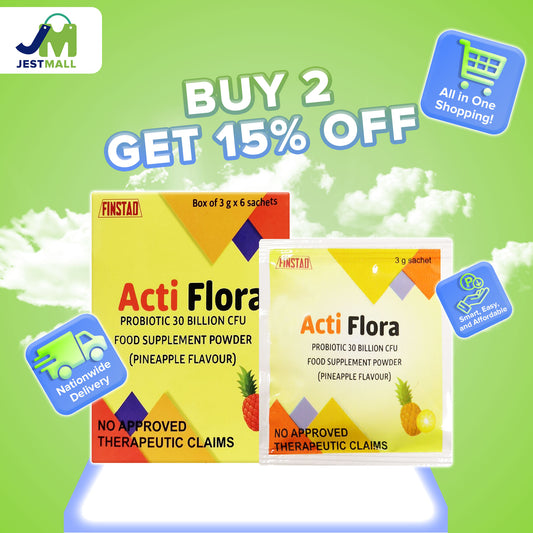 ACTI FLORA Probiotic Supplement Pineapple Flavor 30 Billion CFU Sachets – 6s