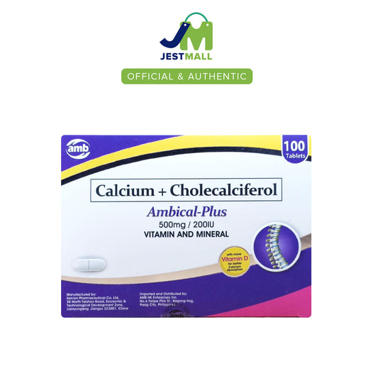 AMBICAL PLUS Calcium 500mg + Vitamin D3 200IU 100 tablets pack, wellness support supplement