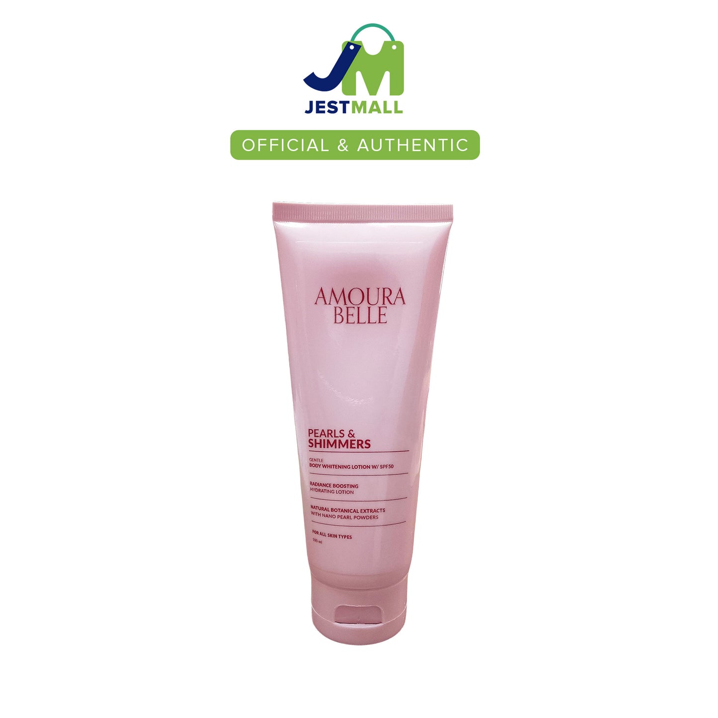 AMOURA BELLE Pearls and Shimmers Whitening Body Lotion SPF50 100mL bottle
