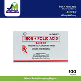 ANIFER Iron + Folic Acid Vitamin and Mineral 60 mg / 400 mcg Tablet 100's