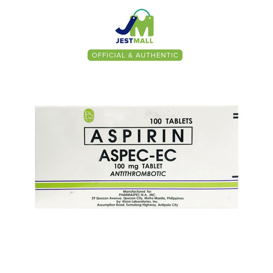 ASPEC-EC Aspirin 100mg 100 Tablets Enteric-Coated Antithrombotic for Heart Health
