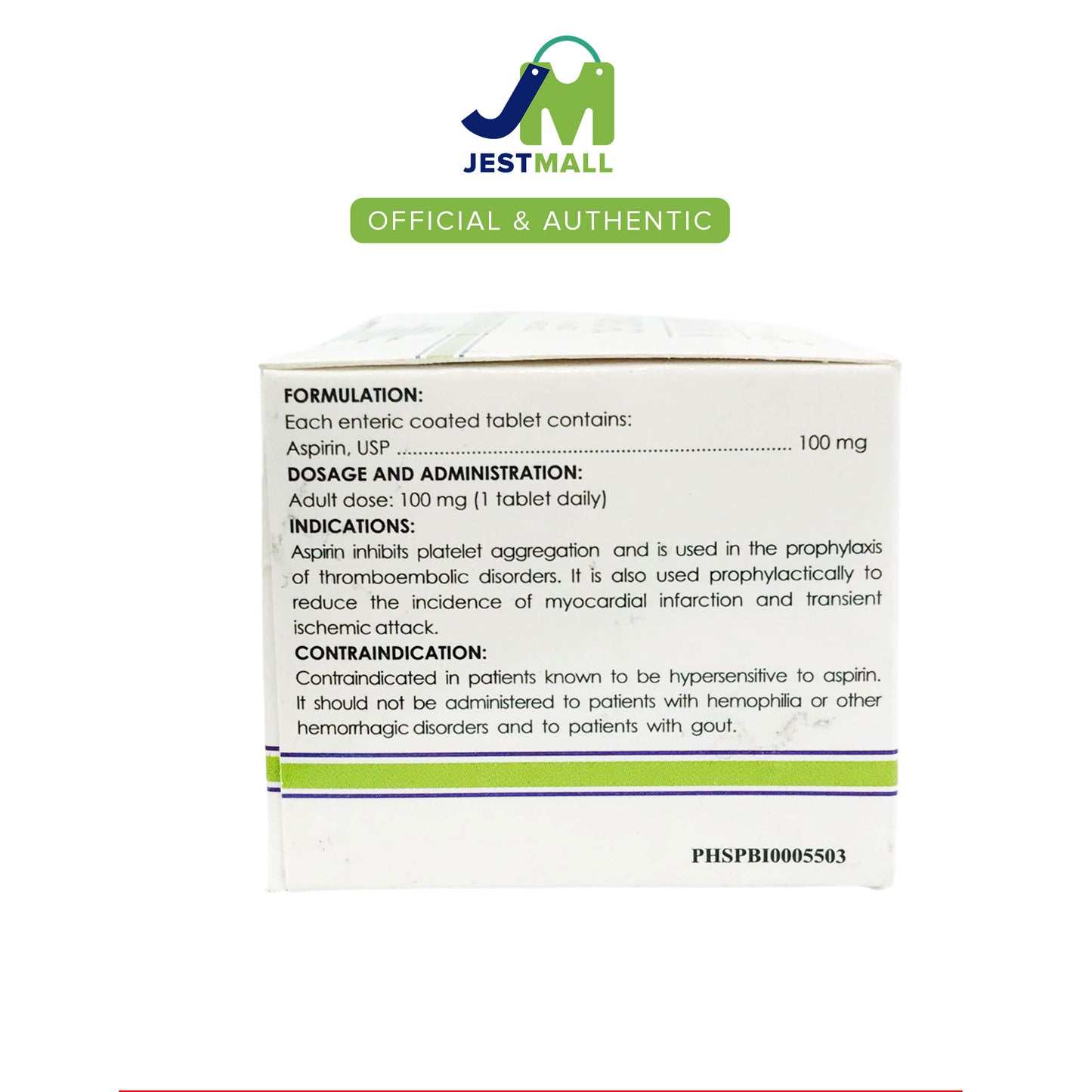 ASPEC-EC Aspirin 100mg 100 Tablets Enteric-Coated Antithrombotic for Heart Health