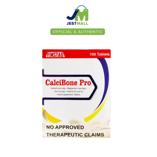 CALCIBONE PRO Calcium 500mg + Magnesium 240 mg + Zinc 6.5 mg + Vitamin D3 250 IU Food Supplement Tablet 100's