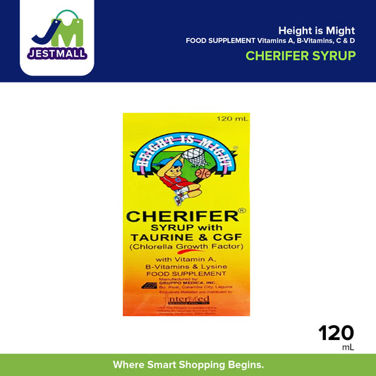 CHERIFER SYRUP Height is Might! FOOD SUPPLEMENT Vitamins A, B-Vitamins, C & D  120 ML
