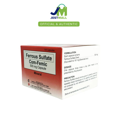 COM-FEMIC Ferrous Sulfate 500mg 100s iron mineral supplement capsules