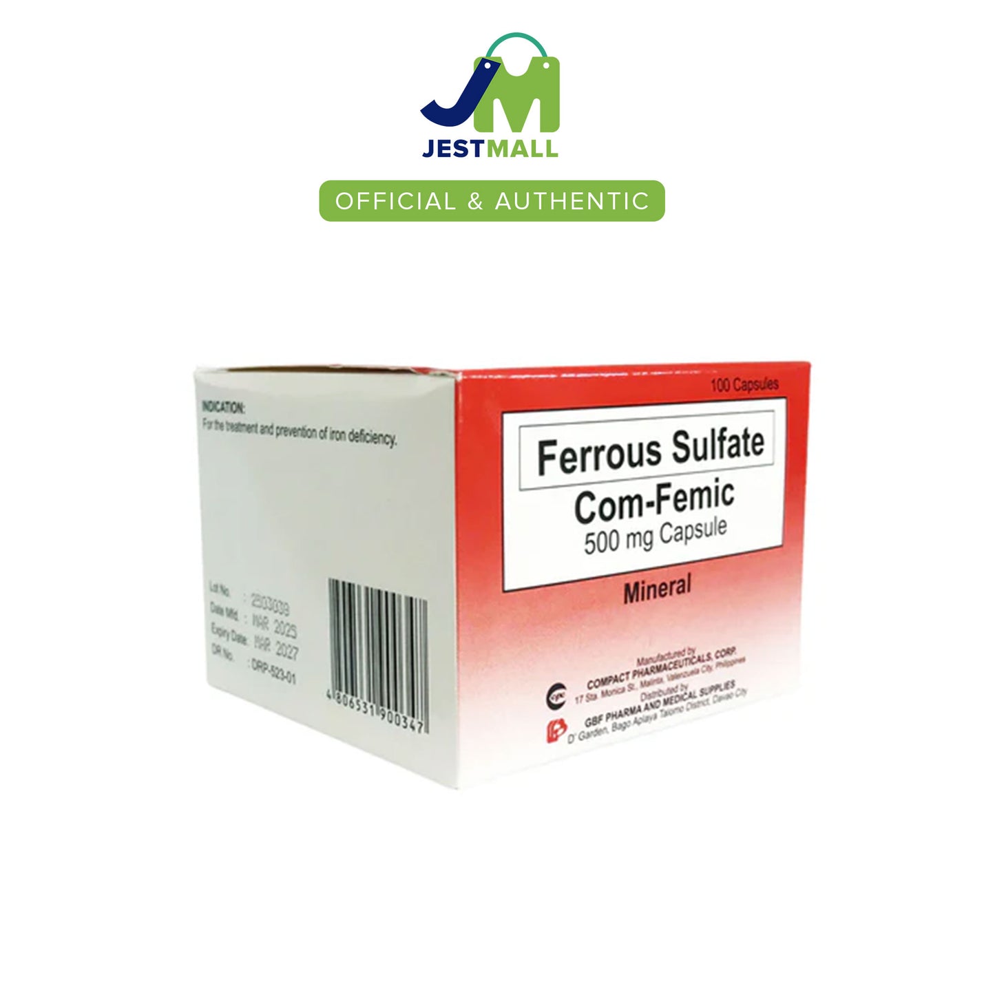 COM-FEMIC Ferrous Sulfate 500mg 100s iron mineral supplement capsules
