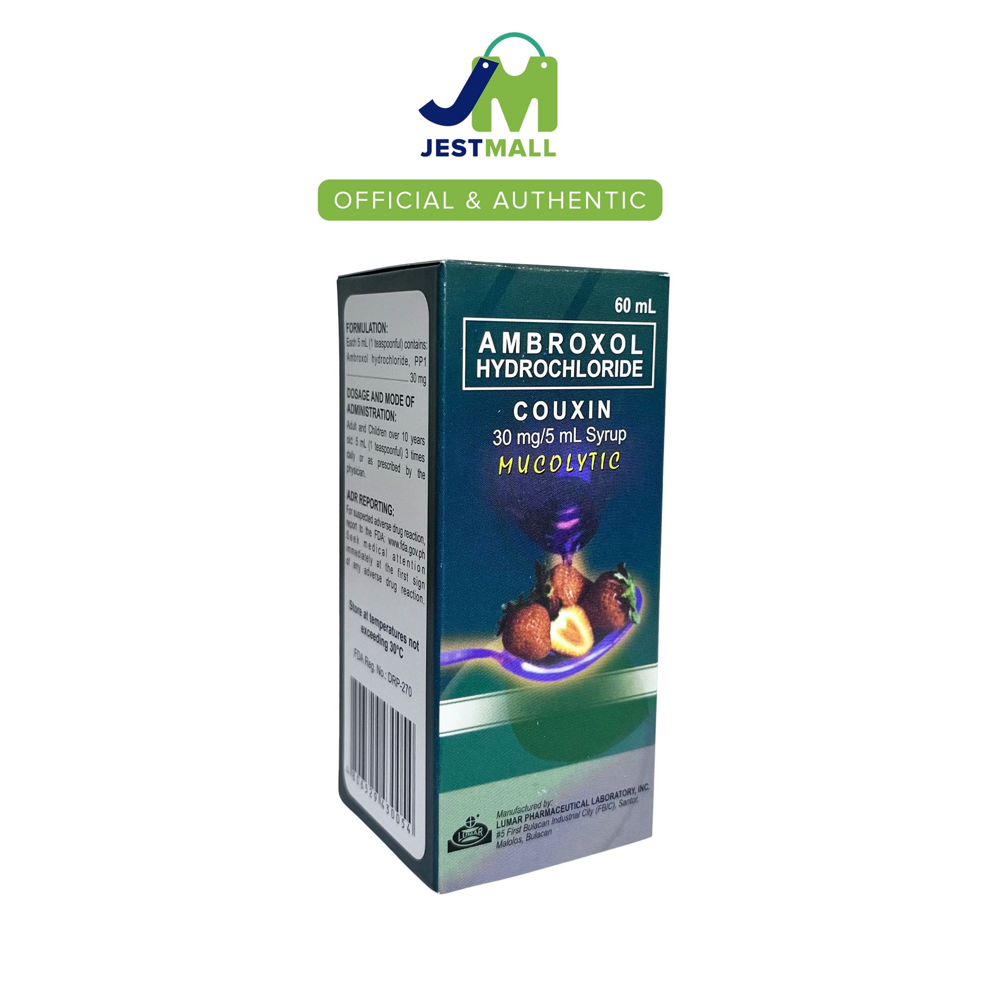 COUXIN Ambroxol Hydrochloride 30mg/5mL Mucolytic Syrup 60mL bottle