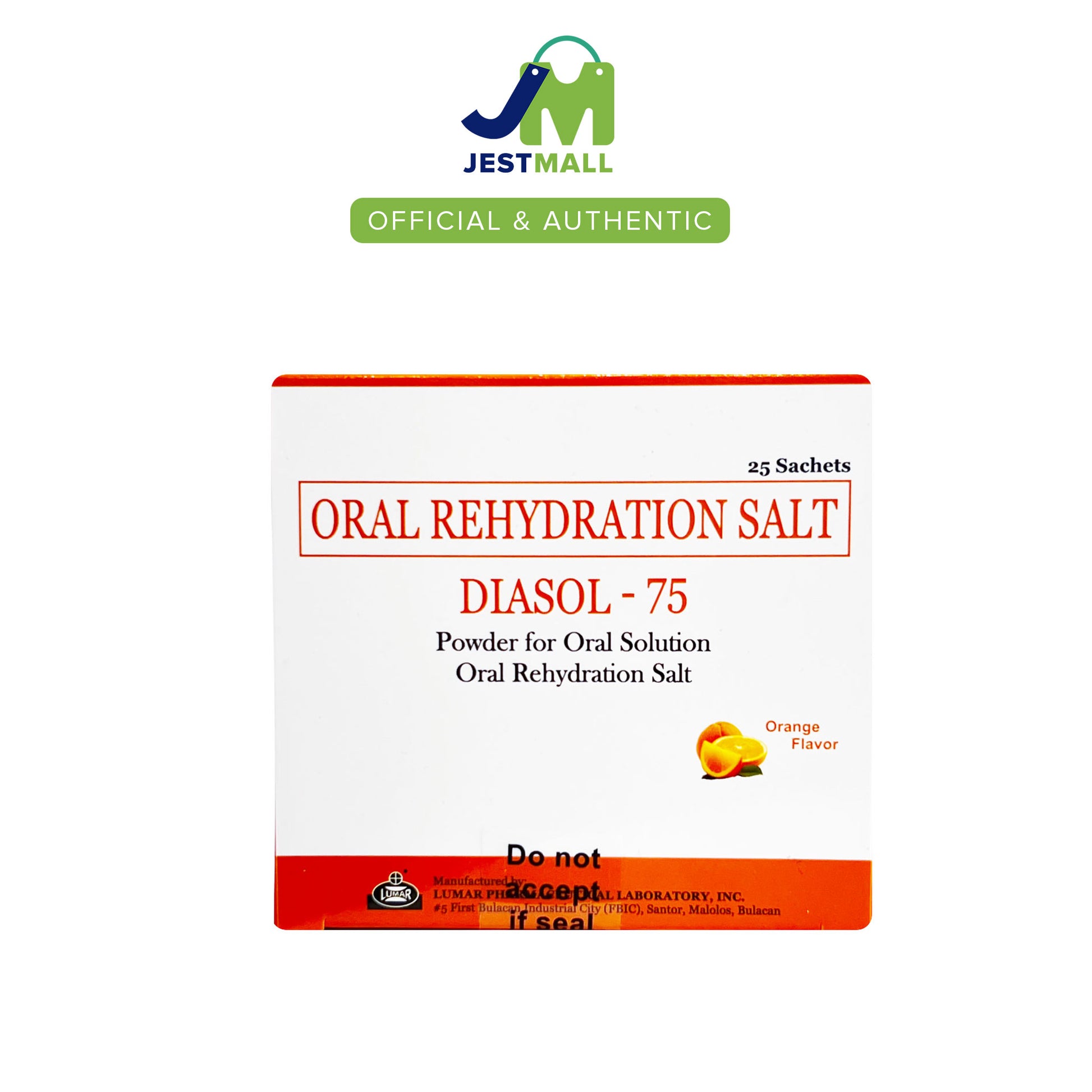 DIASOL 75 Oral Rehydration Salt Powder Orange Flavor Sachets 25s box