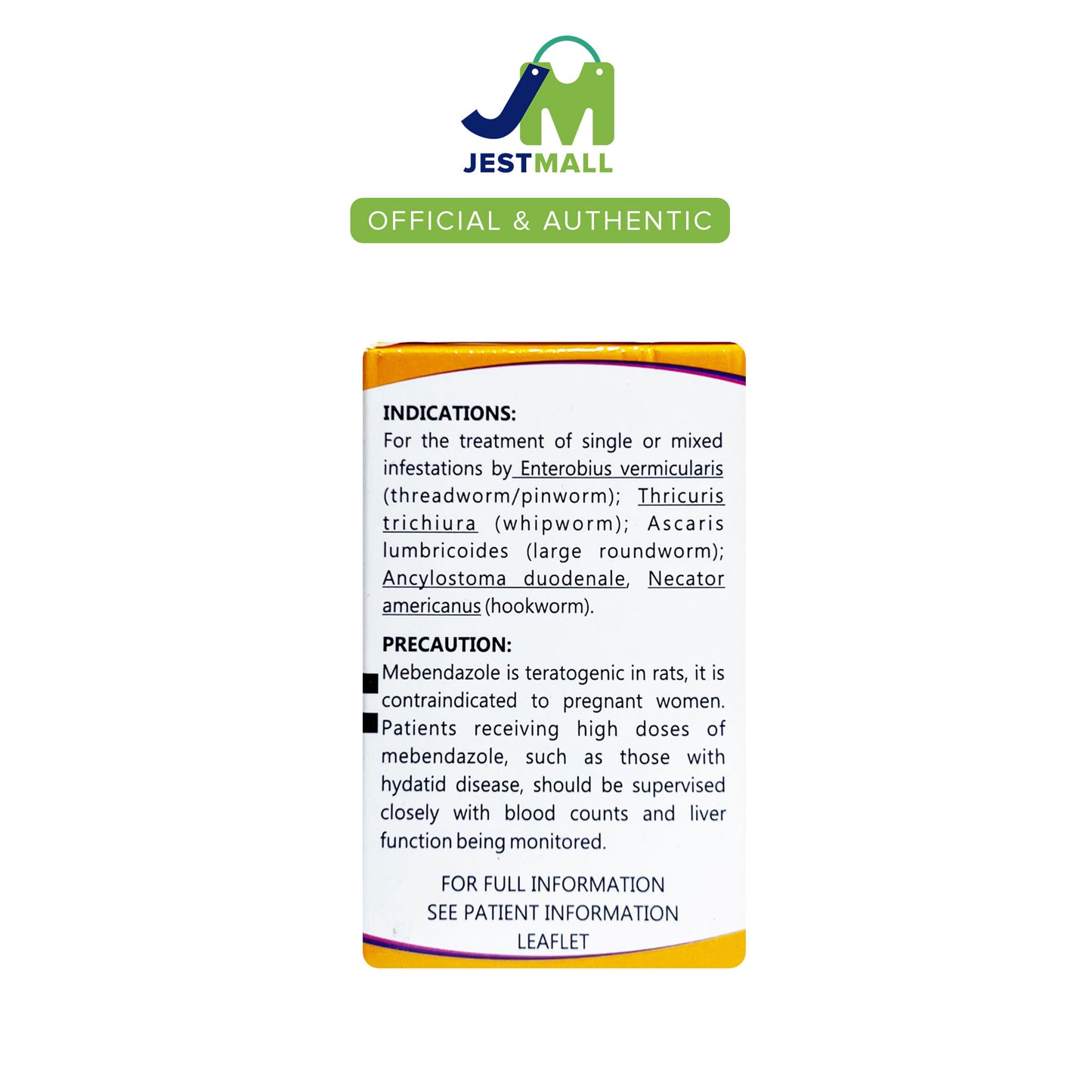 DM Mebendazole 500mg Anthelmintic Tablets 100s pack