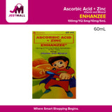 (ENHANZEE) Ascorbic Acid + Zinc 100mg (112.5mg Sodium Ascorbate) /10mg/5ml Syrup 60ml